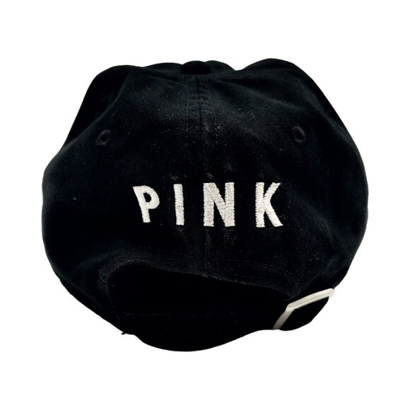 PINK Victoria’s Secret Adjustable Baseball Cap Black Always Down Strap Back - Picture 2 of 7